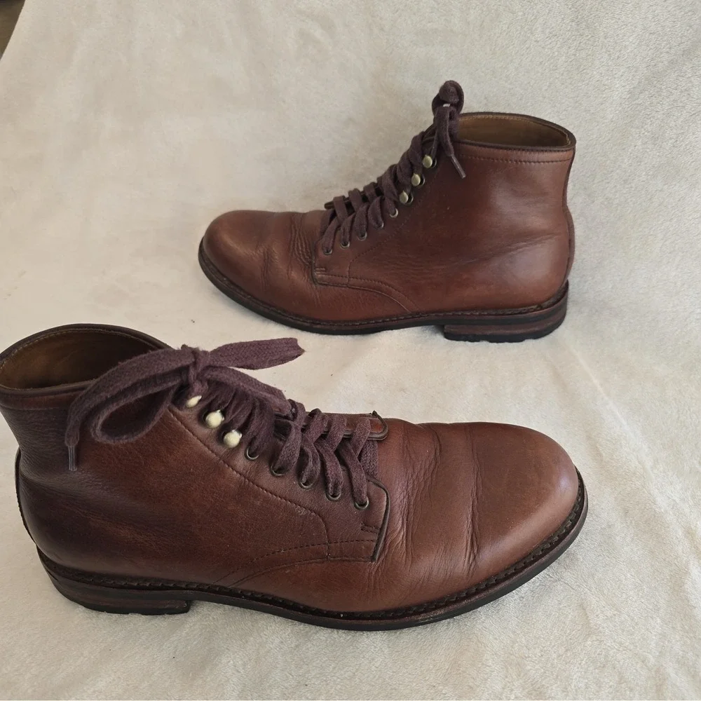 J Crew Kenton Plain-toe Boot Leather Vibram Sole Brown Men's Size 10